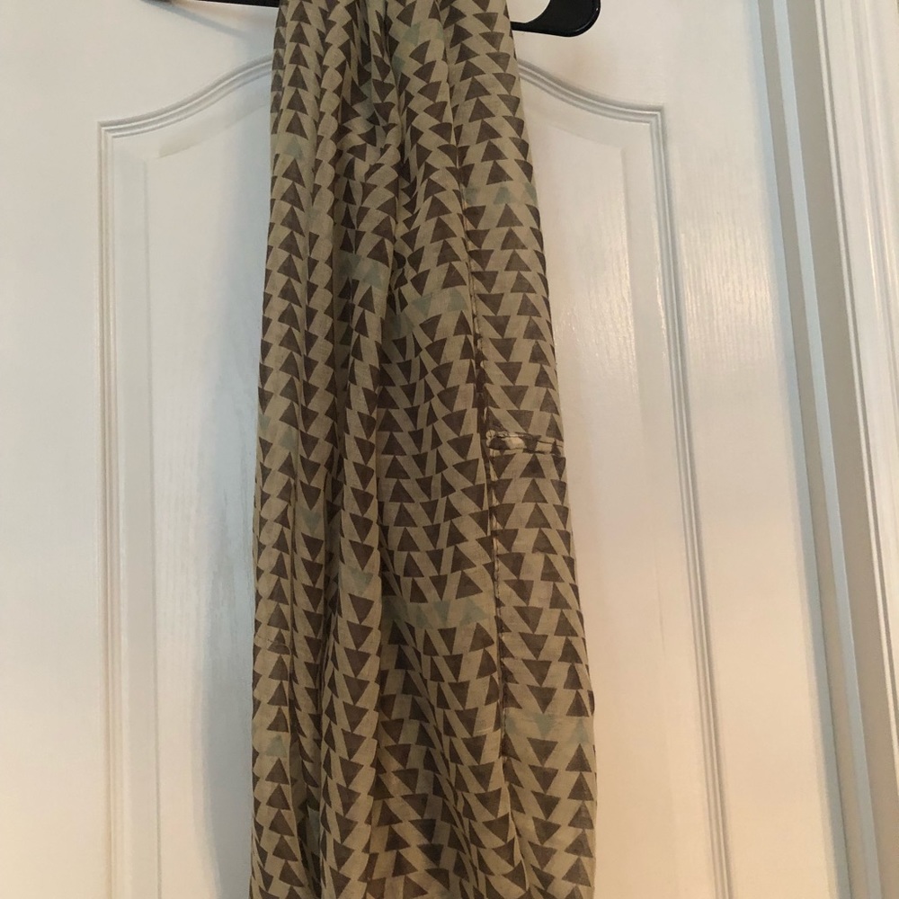 Lightweight Cream Infinity Scarf with Triangles
